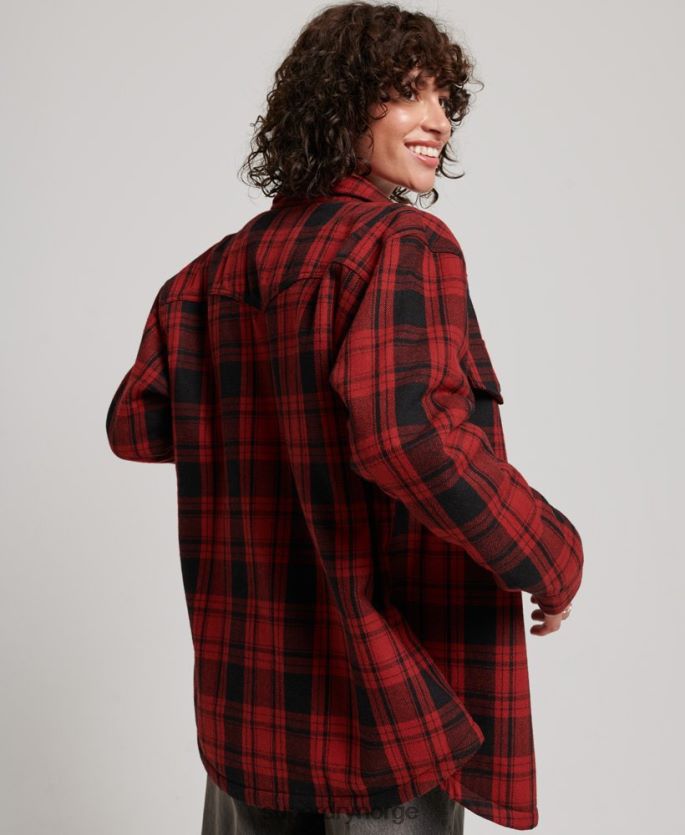 Superdry rød klær 86P46D2886 borg flanell rutete overskjorte kvinner