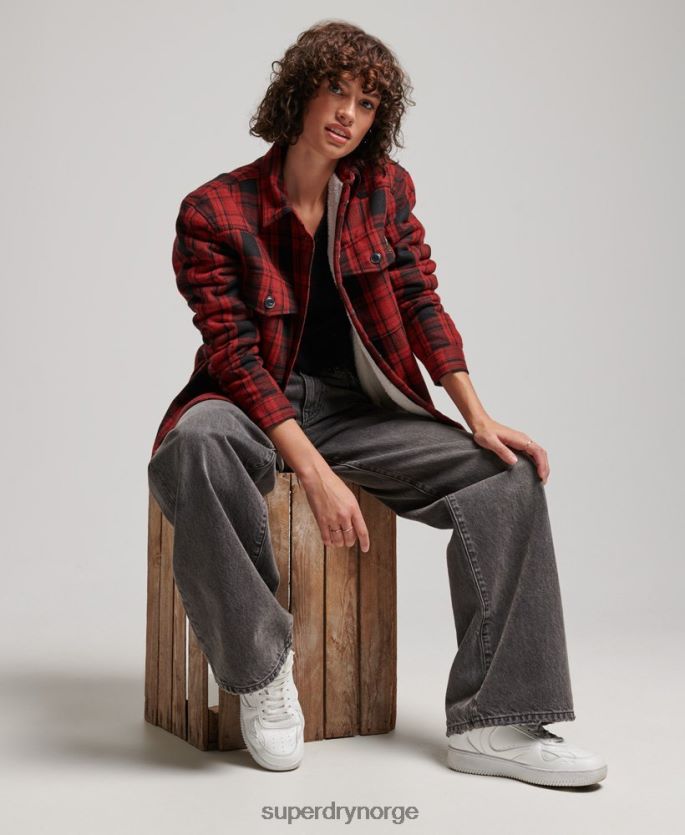Superdry rød klær 86P46D2886 borg flanell rutete overskjorte kvinner