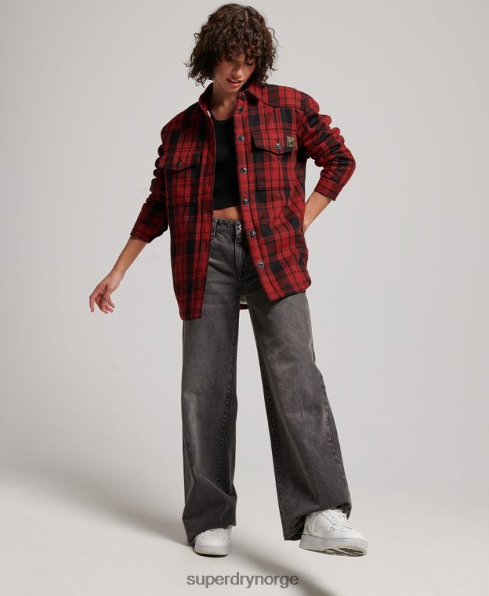 Superdry rød klær 86P46D2886 borg flanell rutete overskjorte kvinner