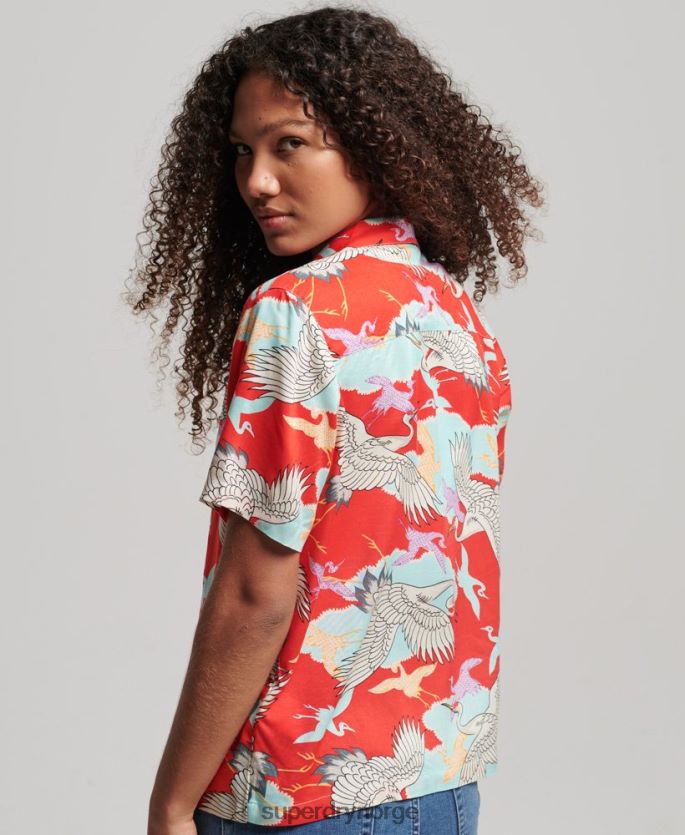 Superdry rød klær 86P46D2918 beach resort skjorte kvinner