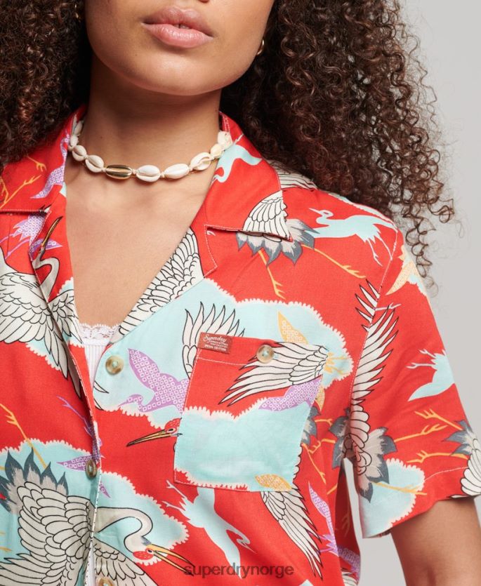 Superdry rød klær 86P46D2918 beach resort skjorte kvinner