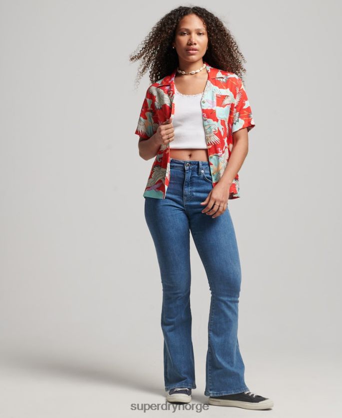 Superdry rød klær 86P46D2918 beach resort skjorte kvinner