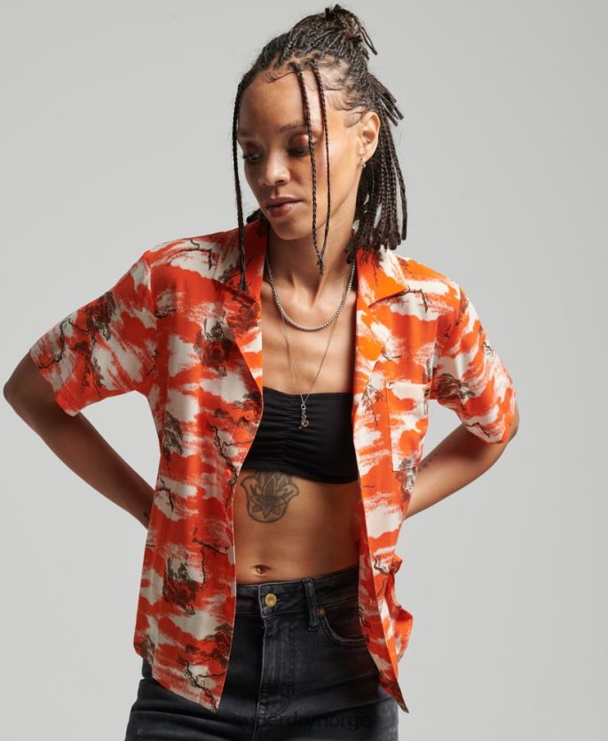 Superdry rød klær 86P46D3012 vintage ærverdig skjorte kvinner