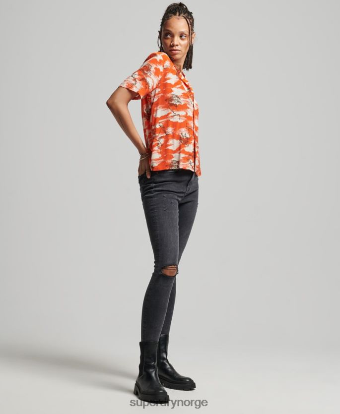 Superdry rød klær 86P46D3012 vintage ærverdig skjorte kvinner