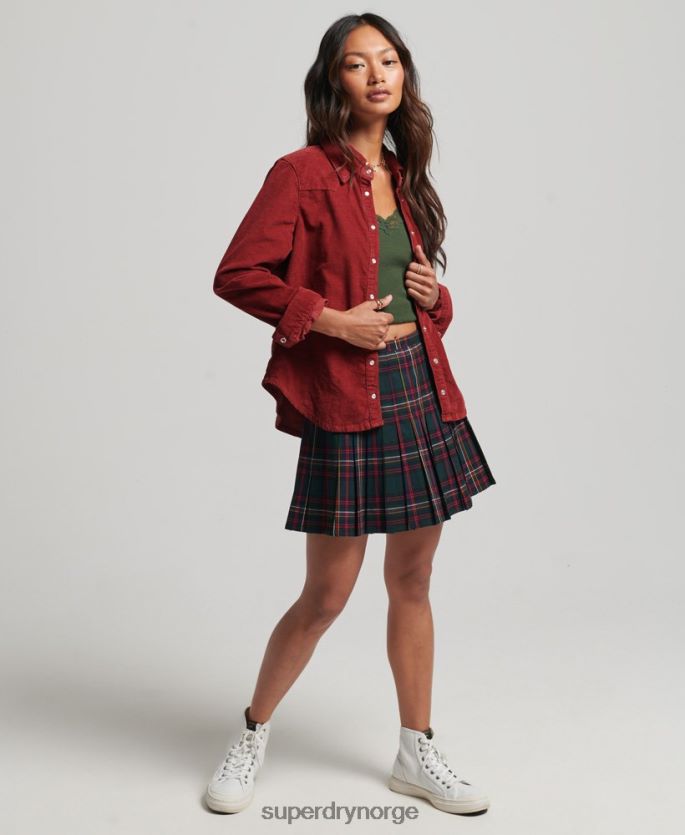 Superdry rød klær 86P46D3062 cord westernskjorte kvinner