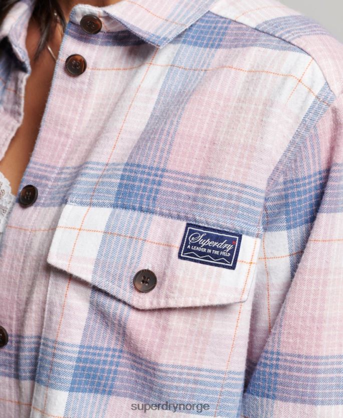 Superdry rosa klær 86P46D1958 vintage rutete overskjorte kvinner