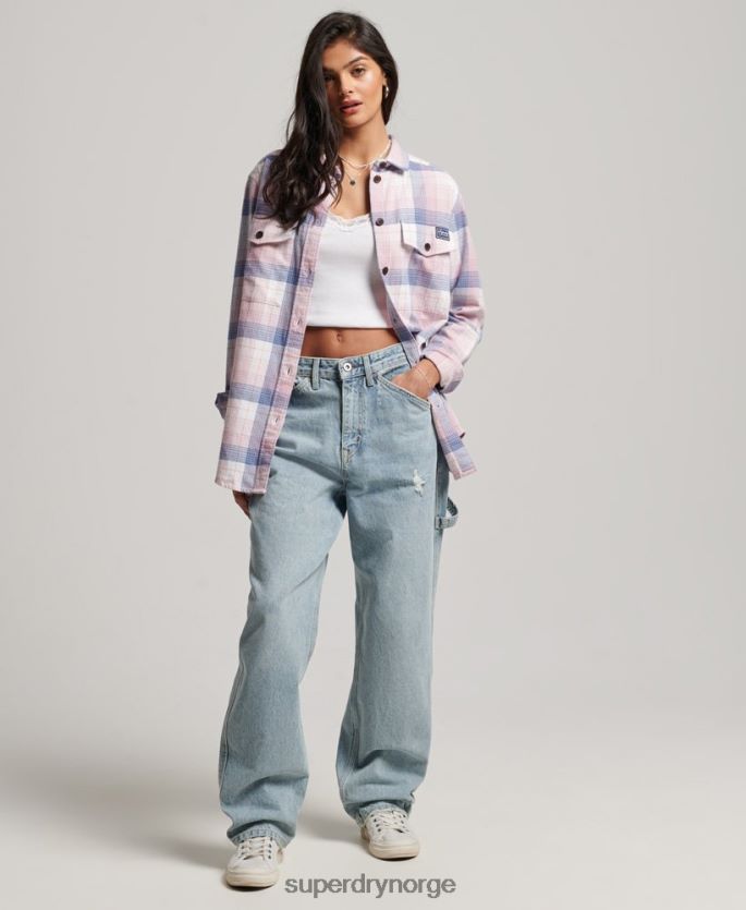 Superdry rosa klær 86P46D1958 vintage rutete overskjorte kvinner