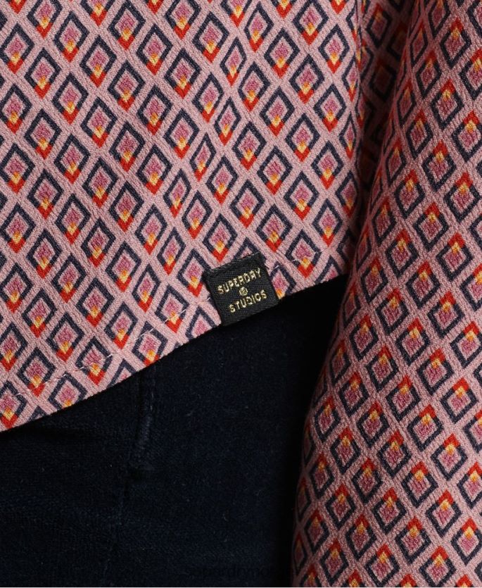 Superdry rosa klær 86P46D6593 Langermet skjorte med 70-tallstrykk kvinner