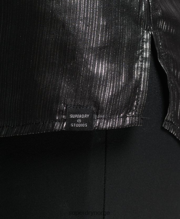 Superdry svart klær 86P46D3026 glitrende lurex skjorte kvinner