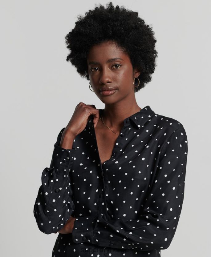 Superdry svart klær 86P46D6764 studios langermet skjorte kvinner