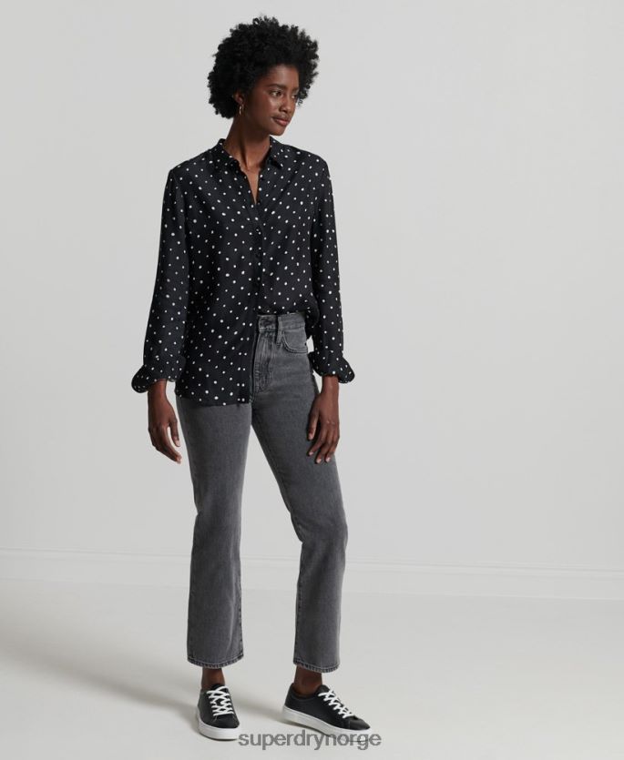 Superdry svart klær 86P46D6764 studios langermet skjorte kvinner