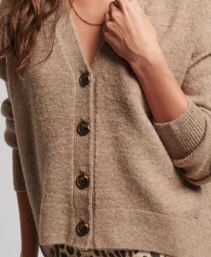 Superdry beige klær 86P46D3951 oversized cardigan med v-hals kvinner