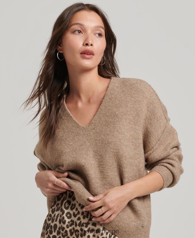 Superdry beige klær 86P46D3958 oversized genser med v-hals kvinner