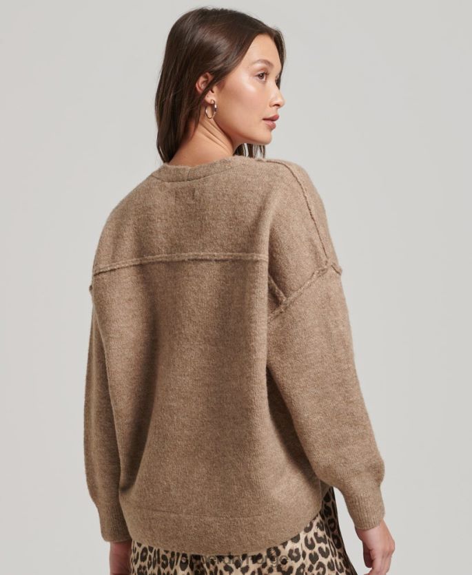 Superdry beige klær 86P46D3958 oversized genser med v-hals kvinner