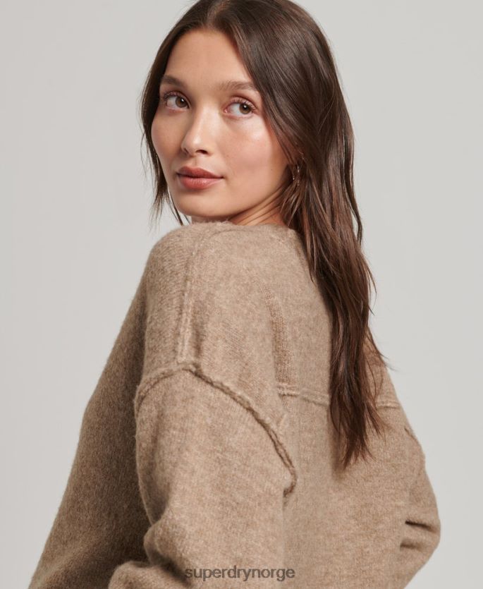 Superdry beige klær 86P46D3958 oversized genser med v-hals kvinner