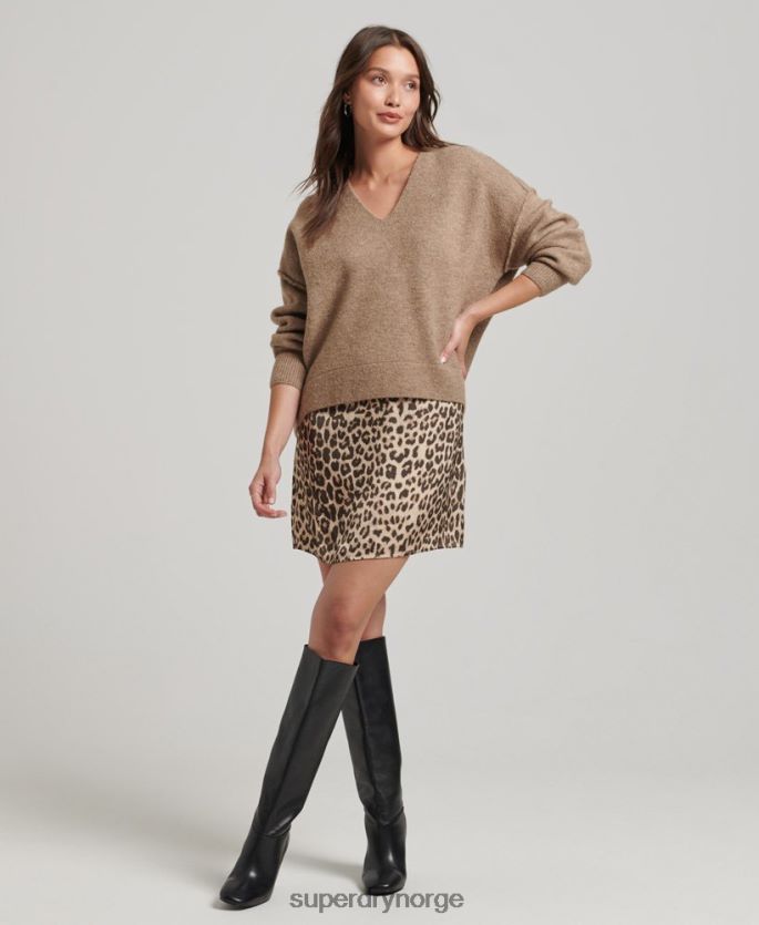 Superdry beige klær 86P46D3958 oversized genser med v-hals kvinner