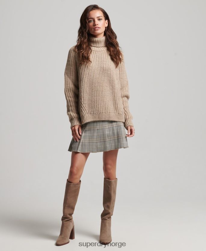 Superdry beige klær 86P46D3986 strikket genser med rullehals kvinner
