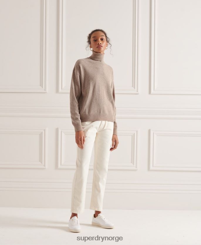 Superdry beige klær 86P46D3996 genser med rullehals av lammeull kvinner
