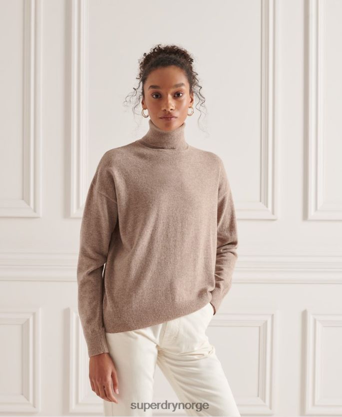 Superdry beige klær 86P46D3996 genser med rullehals av lammeull kvinner