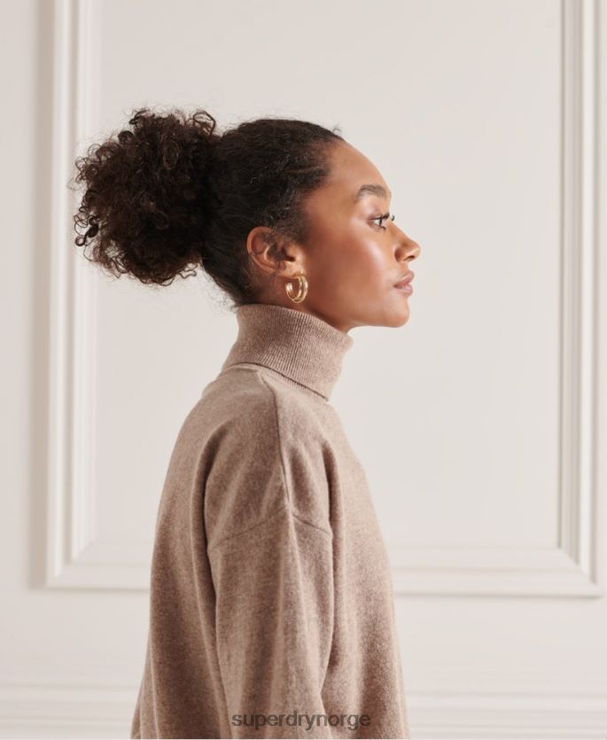 Superdry beige klær 86P46D3996 genser med rullehals av lammeull kvinner