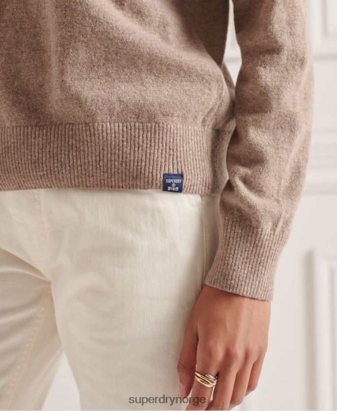 Superdry beige klær 86P46D3996 genser med rullehals av lammeull kvinner