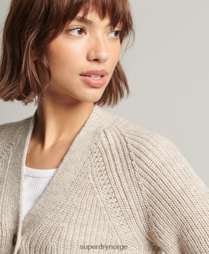 Superdry beige klær 86P46D4022 jessica cardigan med v-hals kvinner