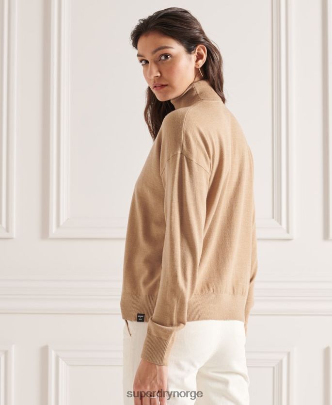 Superdry beige klær 86P46D6652 merino drop shoulder genser med rullehals kvinner