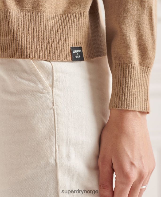 Superdry beige klær 86P46D6652 merino drop shoulder genser med rullehals kvinner