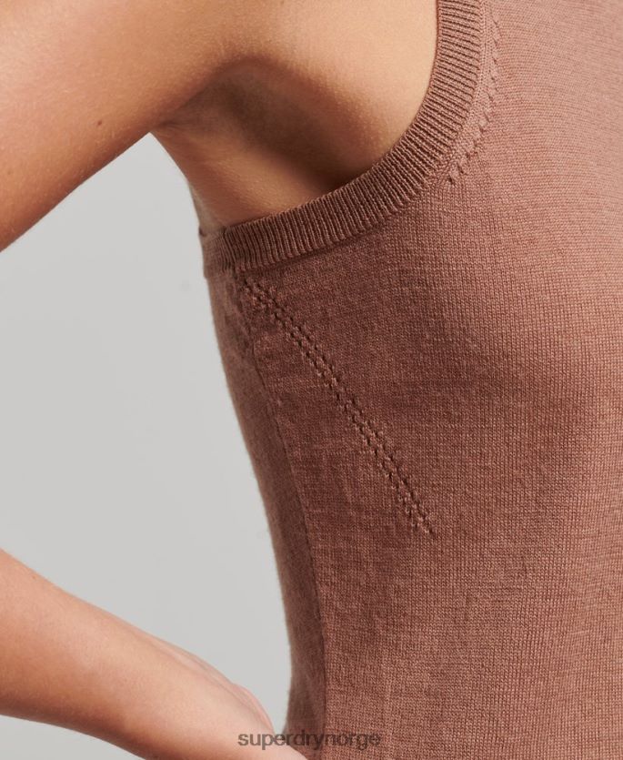 Superdry brun klær 86P46D2972 studios merino vest med rullehals kvinner
