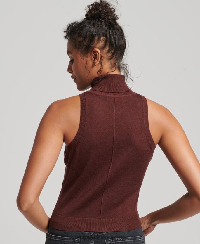 Superdry brun klær 86P46D4031 studios merino vest med rullehals kvinner