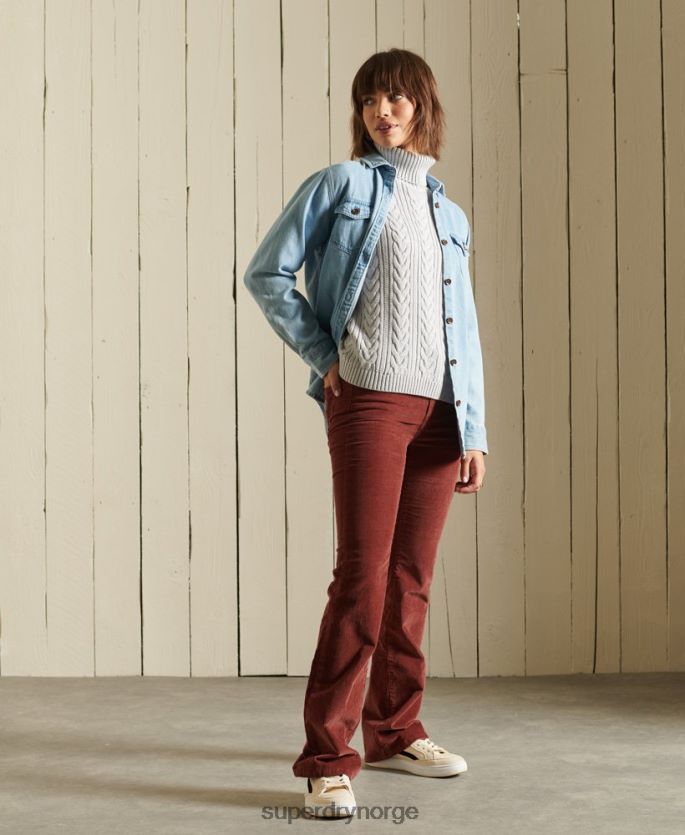 Superdry grå klær 86P46D4002 drop shoulder kabel genser med rullehals kvinner