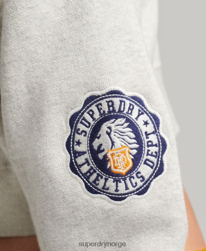 Superdry grå klær 86P46D4039 genser i økologisk bomull varsity crop cotton crew kvinner