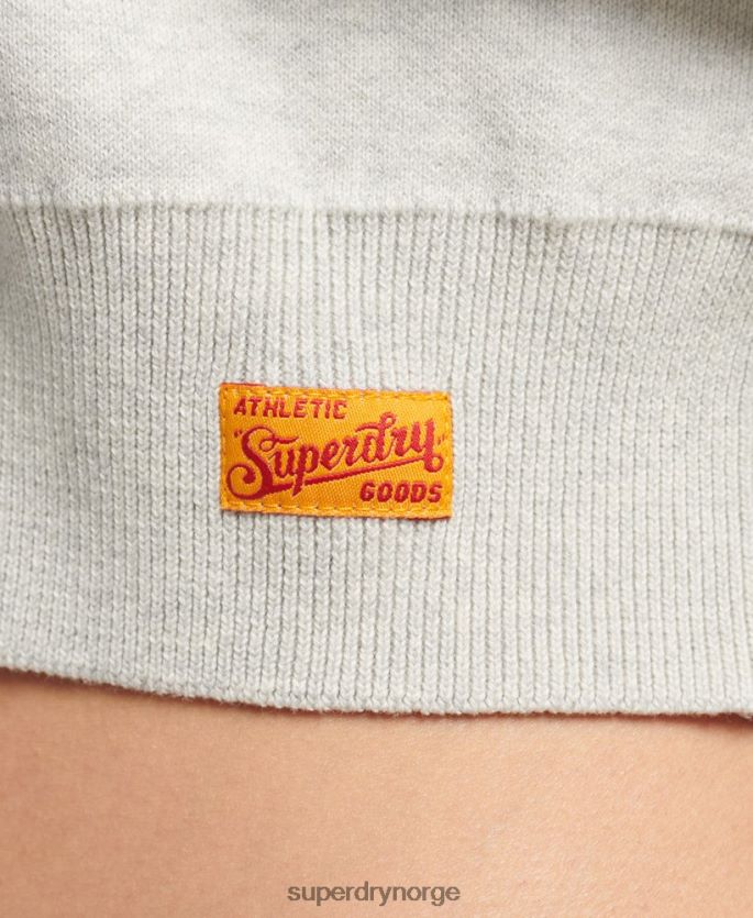Superdry grå klær 86P46D4039 genser i økologisk bomull varsity crop cotton crew kvinner