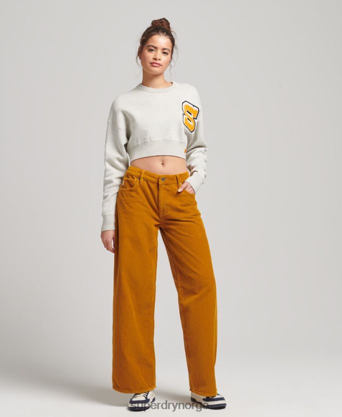 Superdry grå klær 86P46D4039 genser i økologisk bomull varsity crop cotton crew kvinner