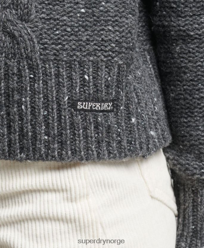 Superdry grå klær 86P46D6614 chunky genser med kabel med rullehals kvinner