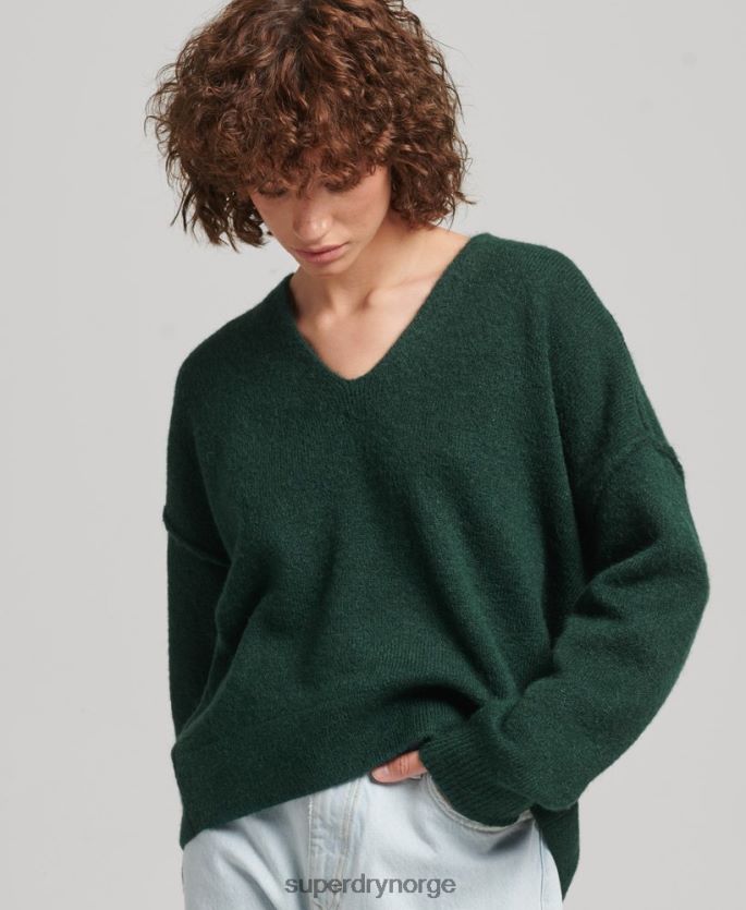 Superdry grønn klær 86P46D3961 oversized genser med v-hals kvinner