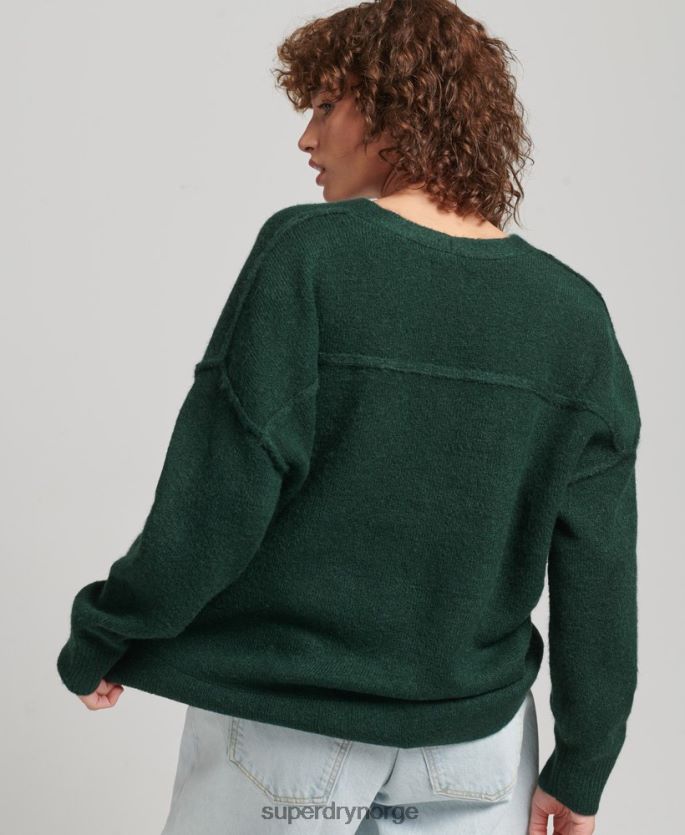 Superdry grønn klær 86P46D3961 oversized genser med v-hals kvinner