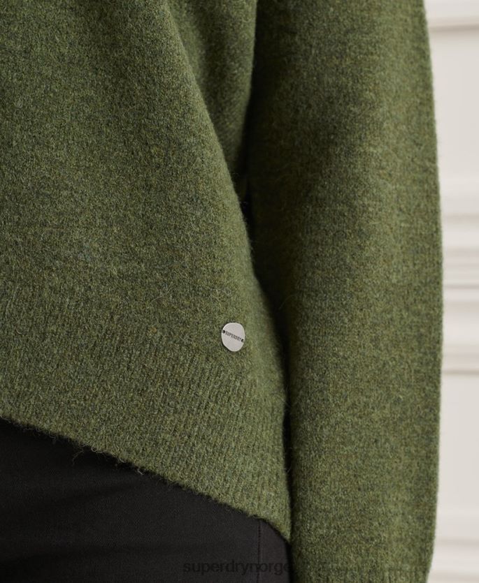 Superdry grønn klær 86P46D4013 studios slouch v-hals strikket genser kvinner