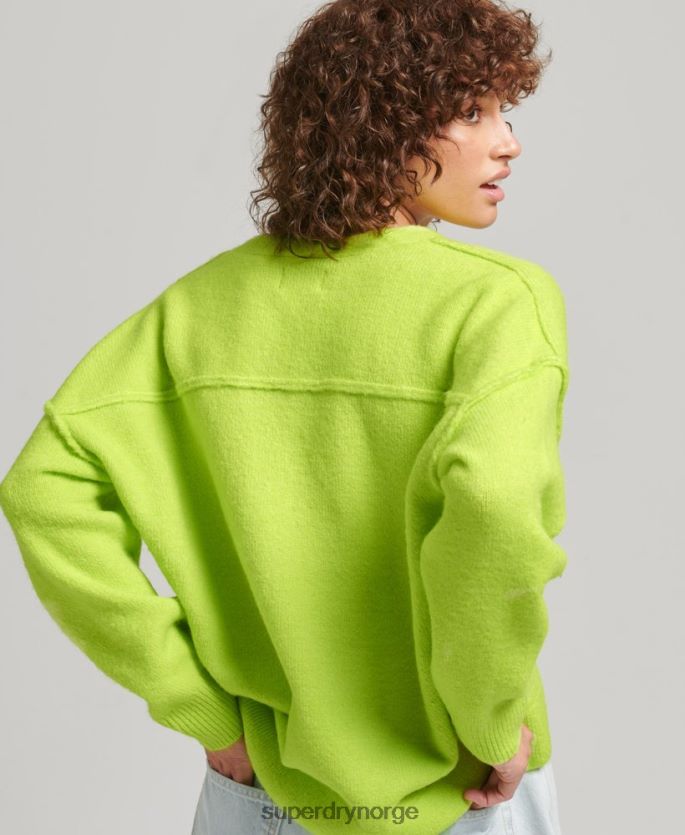 Superdry grønn klær 86P46D4023 oversized genser med v-hals kvinner