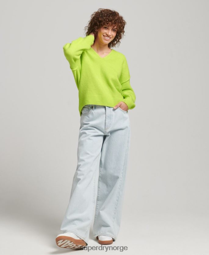 Superdry grønn klær 86P46D4023 oversized genser med v-hals kvinner