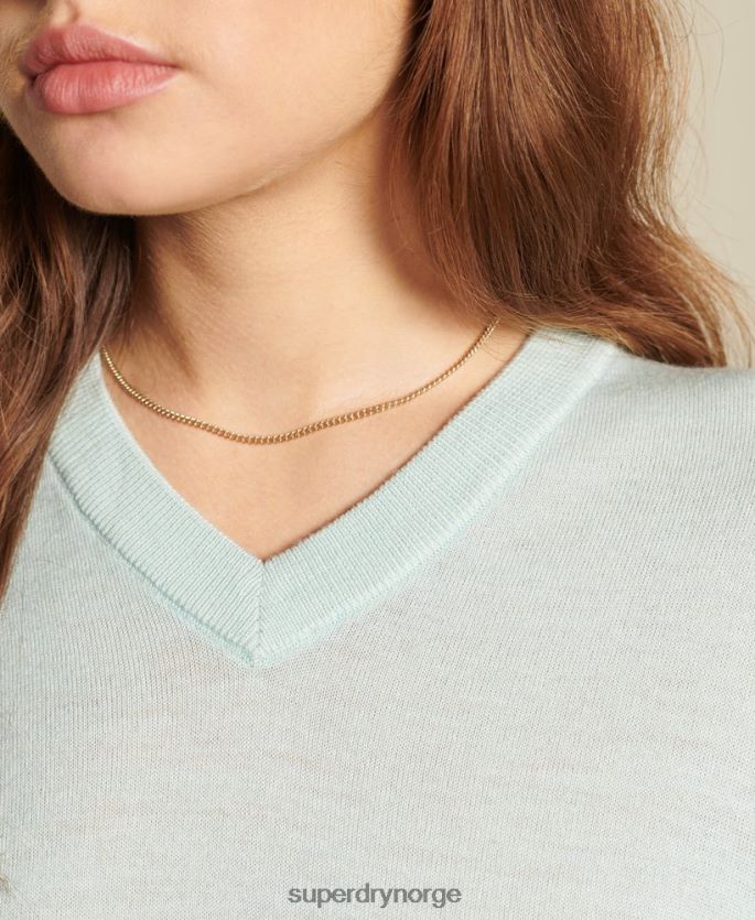 Superdry grønn klær 86P46D4034 studios merino vee genser med løs passform kvinner