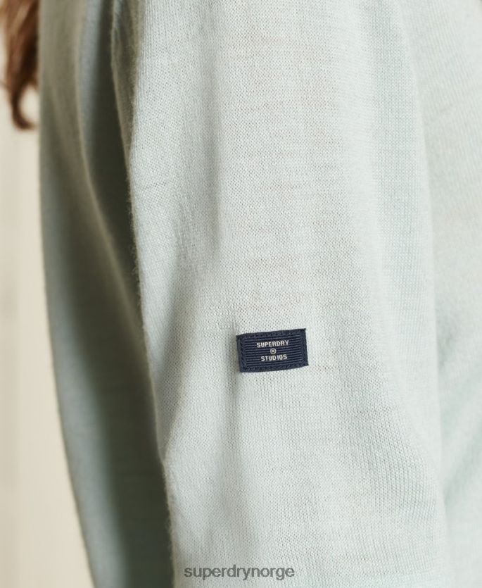 Superdry grønn klær 86P46D4034 studios merino vee genser med løs passform kvinner