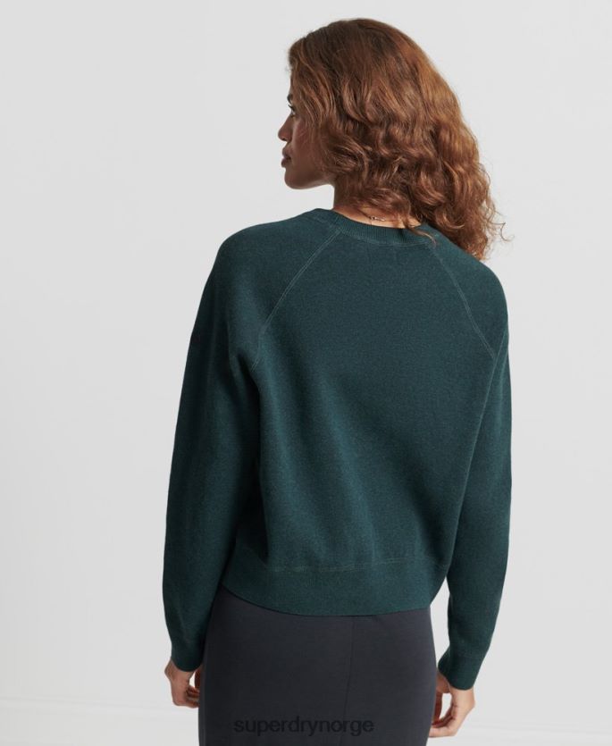 Superdry grønn klær 86P46D6713 essensiell genser i økologisk bomull kvinner