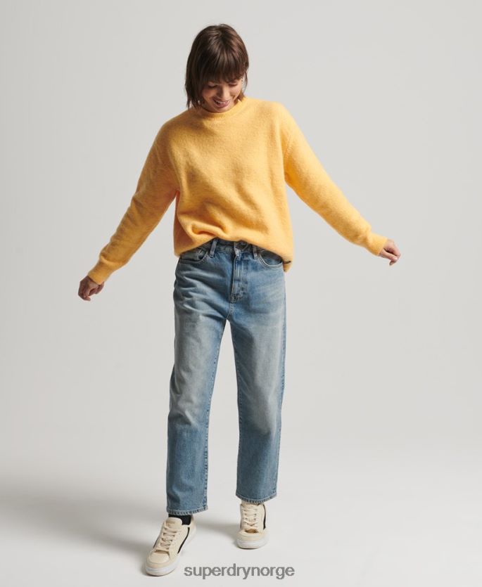 Superdry gul klær 86P46D3981 essensiell supermyk genser med rund hals kvinner