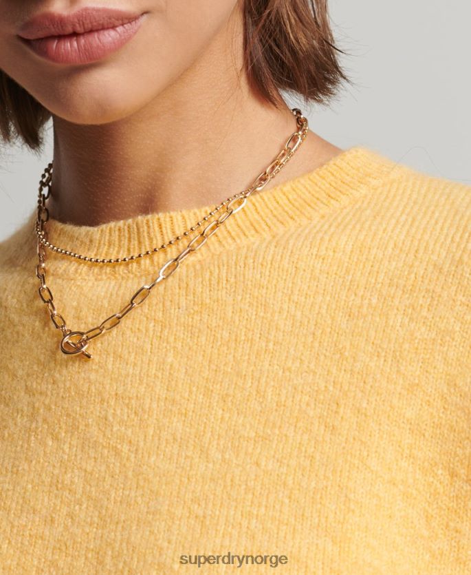 Superdry gul klær 86P46D3981 essensiell supermyk genser med rund hals kvinner