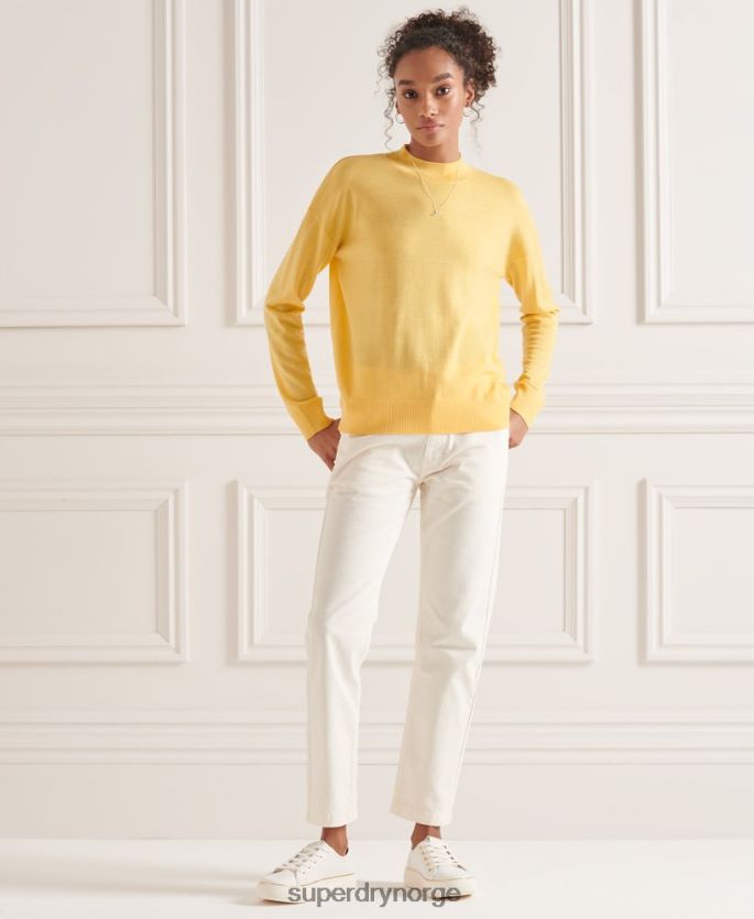 Superdry gul klær 86P46D6650 genser med merino hals kvinner