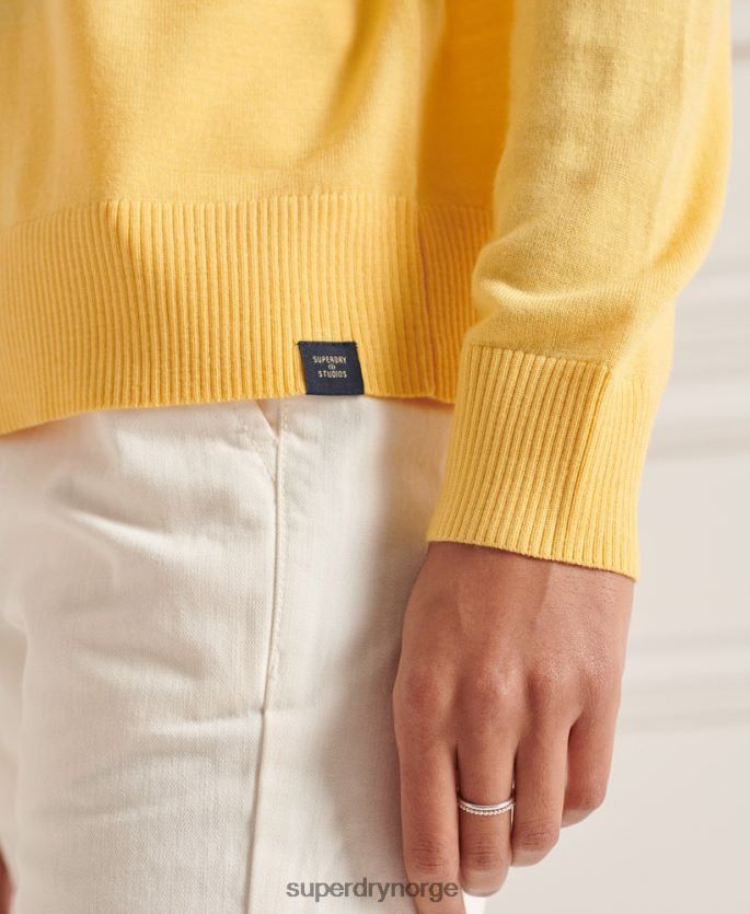 Superdry gul klær 86P46D6650 genser med merino hals kvinner