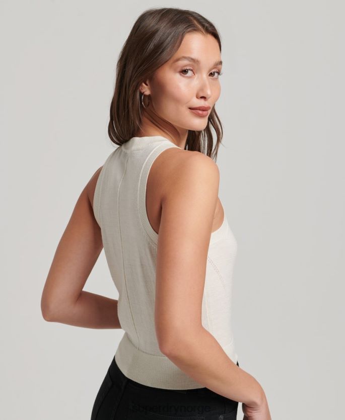 Superdry hvit klær 86P46D2936 merino strikket topp med rund hals kvinner