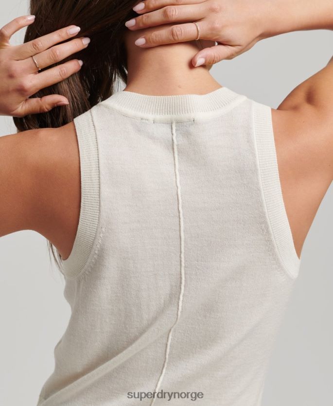 Superdry hvit klær 86P46D2936 merino strikket topp med rund hals kvinner