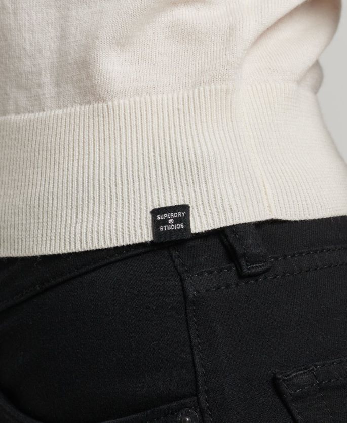 Superdry hvit klær 86P46D2936 merino strikket topp med rund hals kvinner